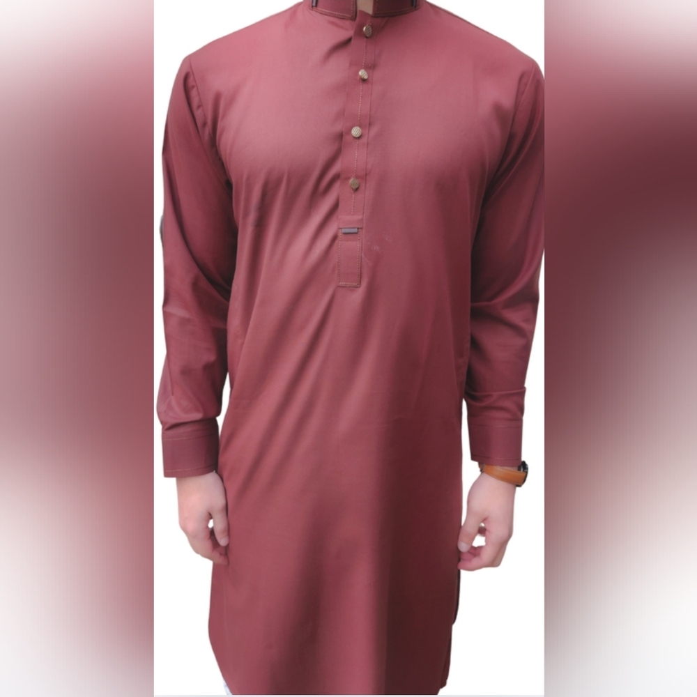 KIPS Men's Multisize Burgundy Red Cotton Kurta (Kameez) Pajama (Shalwaar)